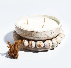 Pottery candle w/ beads