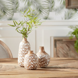 Carved vase set/3